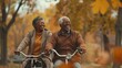 © Sasint - A senior couple enjoying a leisurely bike ride in the park