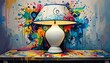 Artistic Lighting: White Table Lamp Transformed with Graffiti Paint