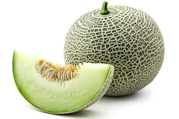 Wall Mural - Melon fruit isolated on a white background.	
