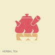 Illustration of Herbal traditional Tea. Tea Cup, Chinese teapot. Oriental, Chinese tea logo template.