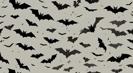 Wall Mural - Halloween Night Decor: Bat and Moon Background. 