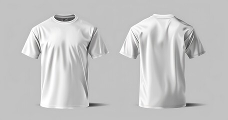  The image shows a white t-shirt with a front and back view, displayed in a simple, clean, and minimalistic style against a plain background.