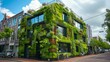 Sustainable Living Vitality: A vibrant sustainable living environment with green walls