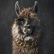 Llama wears Sunglasses and Gold Chains Llama Boss Realistic Digital Art 