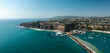 Aerial Panoramic View of Dana Point Harbor and Jetty, California Coastline