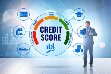 Wall Mural - Credit score concept with businessman