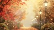 Background Wallpaper Featuring Autumn Trees and Dry Leaves in the park