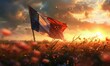 France victory day, flag of France - template for national holidays background.