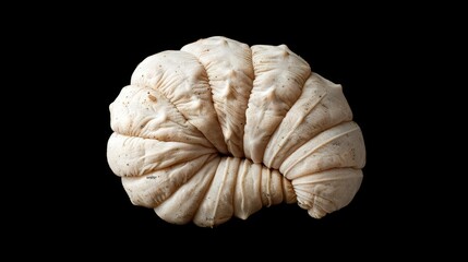 Poster -   A tight shot of a brain-shaped food piece against a black backdrop