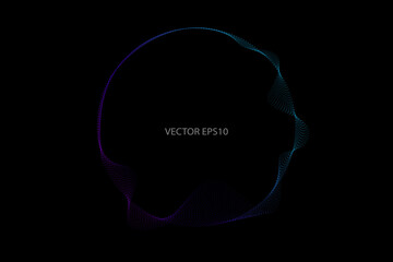 Wall Mural - Vector in concept of AI technology, science, music.
circles lines wavy in round frame isolated