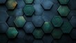 Sophisticated presentation background of deep navy and emerald green hexagons, subtly overlaid for a layered effect, suitable for business or academic settings