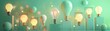 Artistic visualization of lightbulbs in a clear box, highlighted against a gentle pastel green background, focusing on the concept of contained creativity