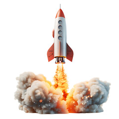 Wall Mural - rocket launch on isolated transparent background