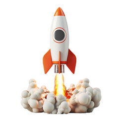 Wall Mural - rocket launch on isolated transparent background