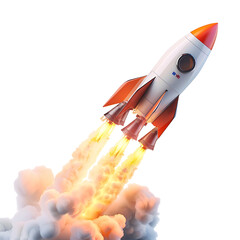 Wall Mural - rocket launch on isolated transparent background