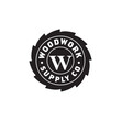 Vintage Retro Buzzsaw Circular Saw Skilsaw Initial Letter W Wood Working, Craftsman Logo Design