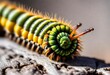  a  closeup macro view of tiny cute  fuzzy caterpillar