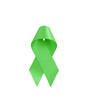 Green awareness ribbon isolated on white background