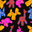 Set of various animals balloons dog, giraffe, unicorn, elephant. Seamless Pattern. Abstraction style. Trendy vector illustration.