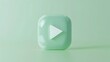 Elegant 3D Video Play Button Icon in Soothing Mint Green for Captivating Digital Content Visuals