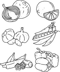 Poster - vegetables outline element design for templates.