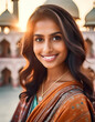 Awe-Inspiring Beauty: Dark-Haired Woman at the Taj Mahal, Agra