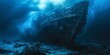 broken shipwreck under the deep blue sea.