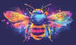 abstract illustration of a bee in childish style, logo for t-shirt print