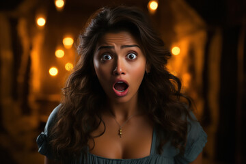 young beautiful indian woman looking shocked