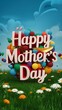 3D Happy Mothers Day Vertical Banner, Celebrate Mothers Day with 3D Floral Mobile Banner