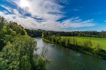 Naklejka na meble Fantastic spring hike along the Illerschleife with a viewing platform and castle ruins