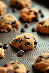 Wall Mural - Shortbread cookies with chocolate drops. Selective focus.