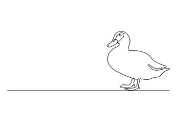 Wall Mural - Duck in one continuous line drawing vector illustration. Pro vector
