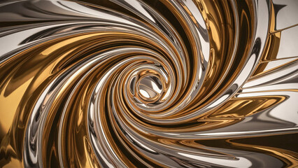 Wall Mural - A shiny metallic background of gold and rhodium, formed by straight and curved lines.