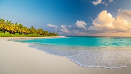 Poster - Seaside Serenity: Stunning Panoramic View of Maldives Beach