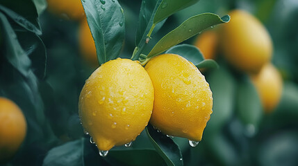 Wall Mural - lemon in the rain