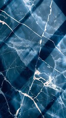 Abstract blue marble with white cracks, elegant background with shadow and light effects
