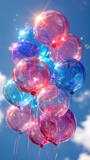 Fototapeta Do przedpokoju - Shimmering balloons floating with celebratory joy. Generative AI