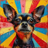 Fototapeta Perspektywa 3d - Vibrant chihuahua portrait with abstract flair. Generative AI