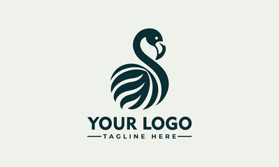 Sticker - Unique Flamingo Logo vector Luxury simple design. Vector line drawing template