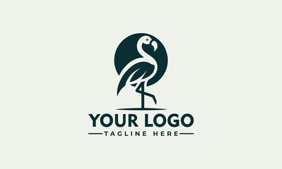 Sticker - Unique Flamingo Logo vector Luxury simple design. Vector line drawing template