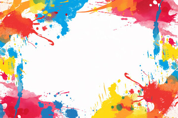 Colorful frame border vector illustration with paint splashes and a colorful background, leaving white space in the center of the picture and white blank edges