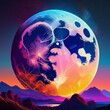 Illustration of colorful Moon