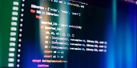 Wall Mural - cyber space concept. programming code on computer screen , abstract screen of software developer. co