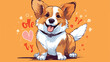 Cute welsh corgi with heart on his back and All You