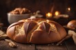 'traditional bread fresh food loaf baker bakery italian crust dough flour wheat knife chopping board slicing background wheaten wood baked'
