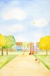Backtoschool playground watercolor, lively backtoschool playground watercolor