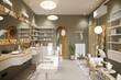 Modern and elegant interior design of professional beauty salon and spa with luxury styling chair,