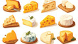 Different cheese assortiment vector illustration. S