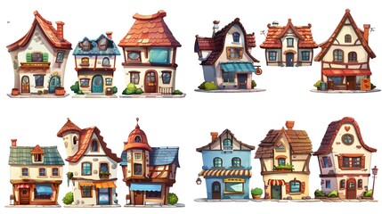 Wall Mural - 	
cute fairytale cartoon house clipart isolated on white background, quirky house , Generative Ai	
